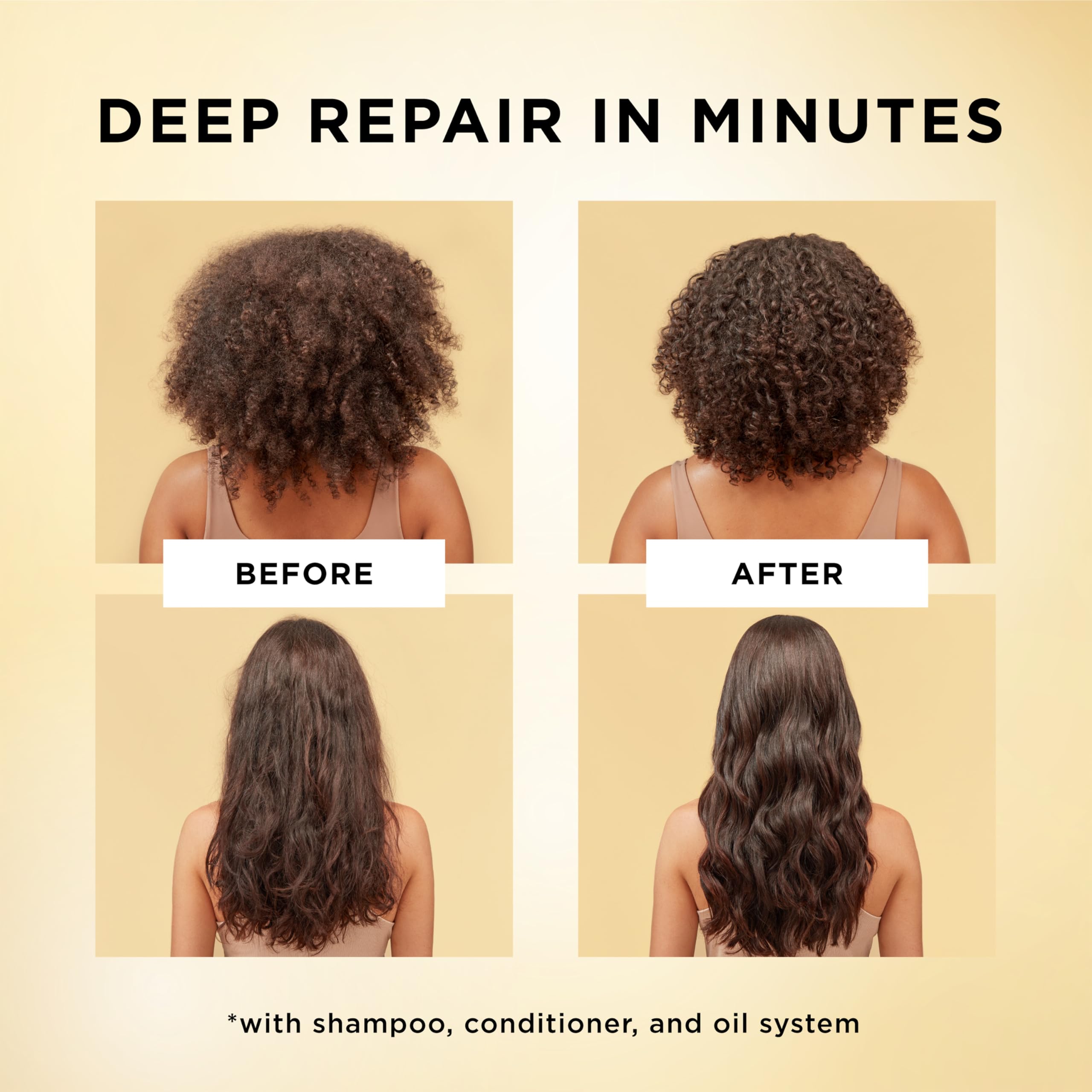 Pantene Rescate Milagroso: cabello húmedo recibiendo aplicación para brillo natural.