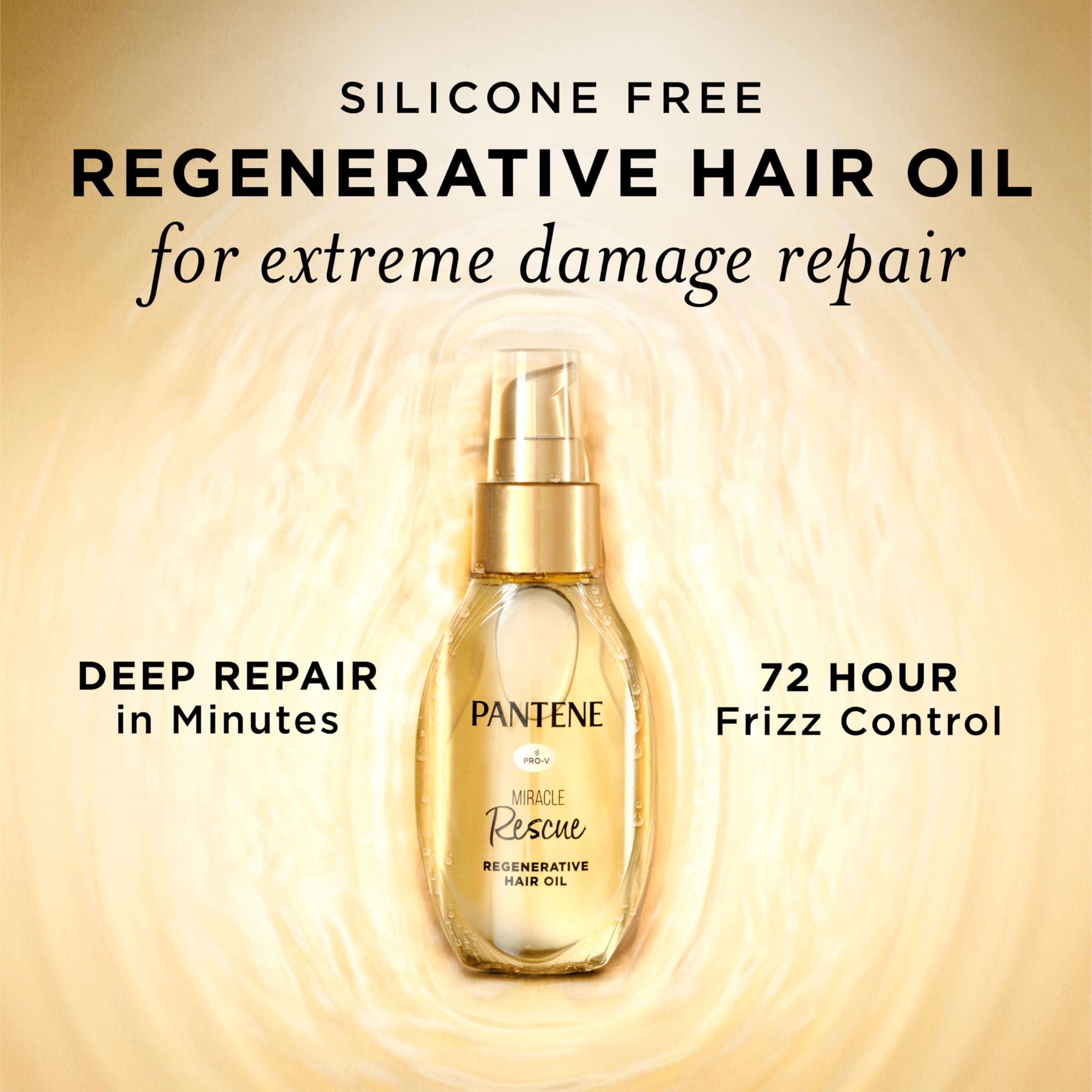 Pantene Rescate Milagroso: manos aplicando el aceite para hidratación ligera.