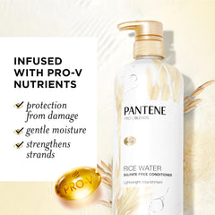 Pantene Rice Water Conditioner ends-application demonstrates targeted nourishment for split ends.