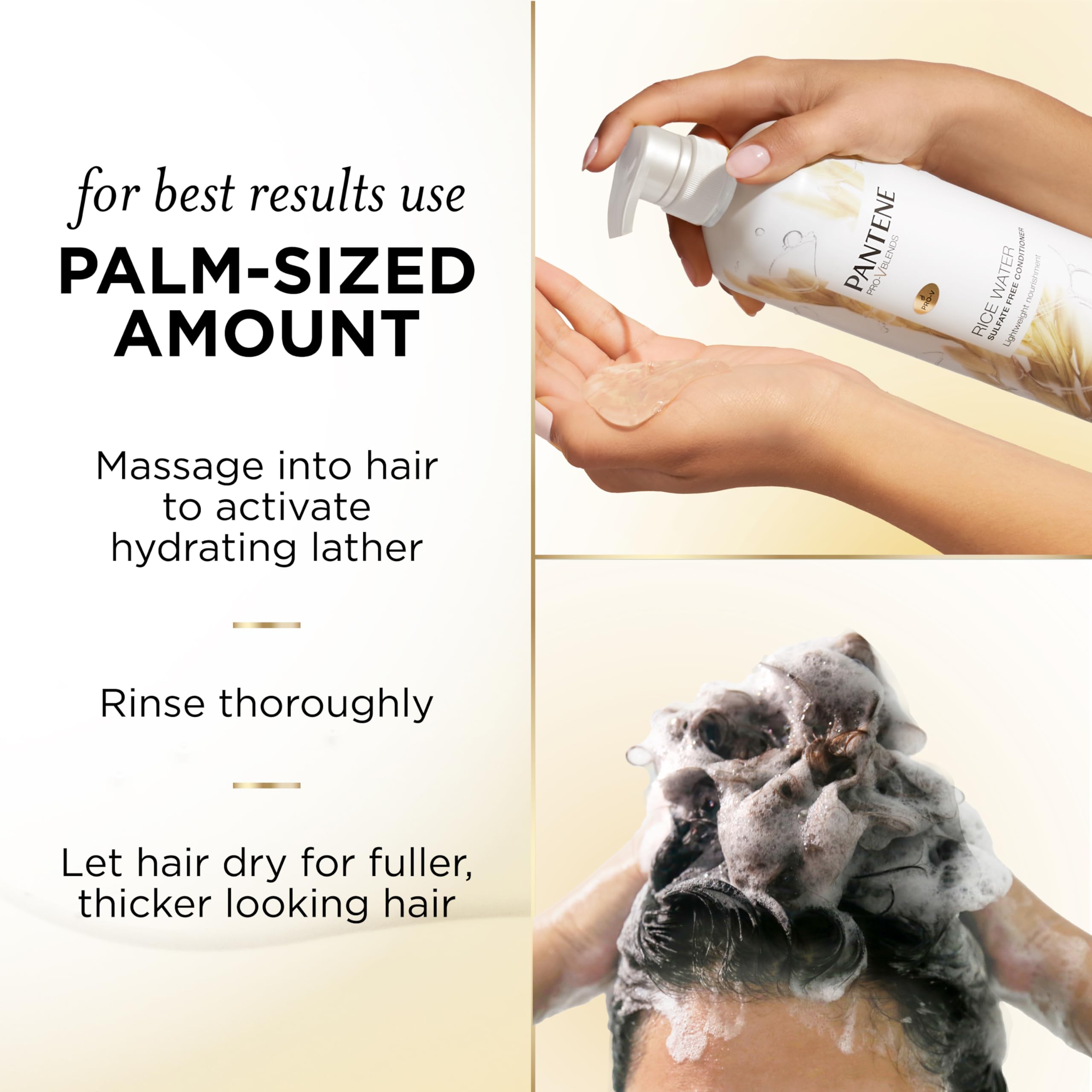 Pantene Rice Water Shampoo tamaño 30 oz para uso familiar