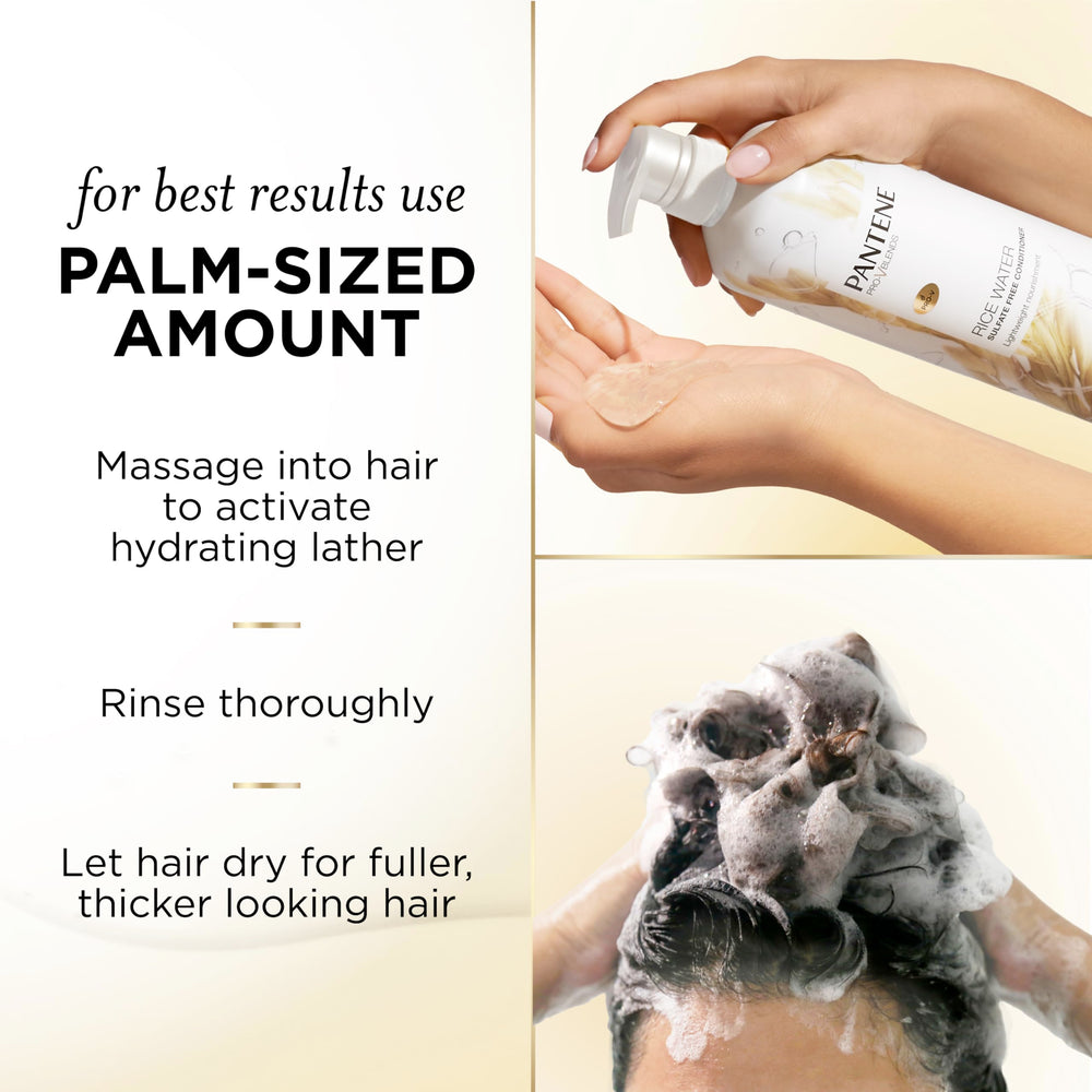 Pantene Rice Water Shampoo tamaño 30 oz para uso familiar