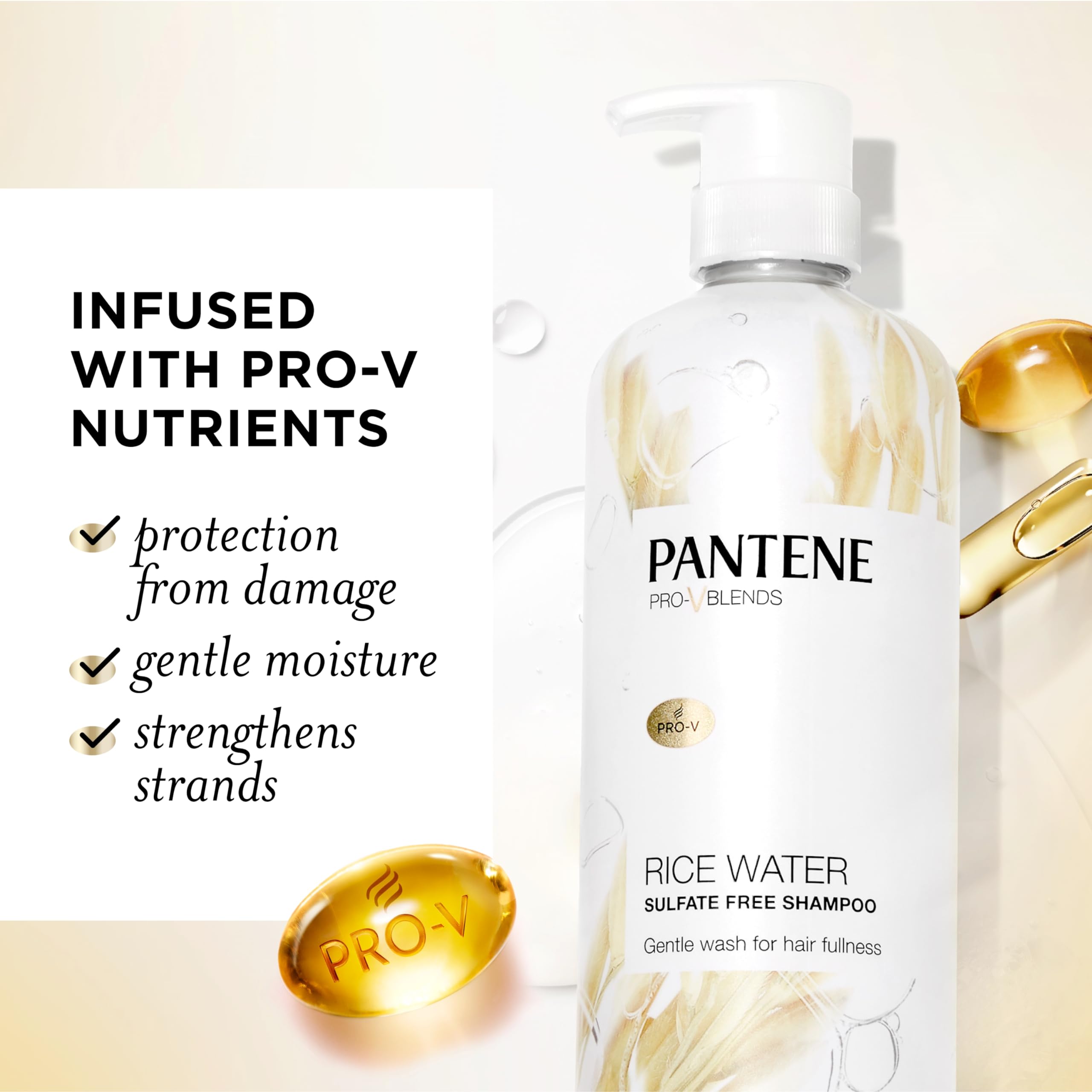 Pantene Rice Water Shampoo textura nutritiva para cabello más fuerte