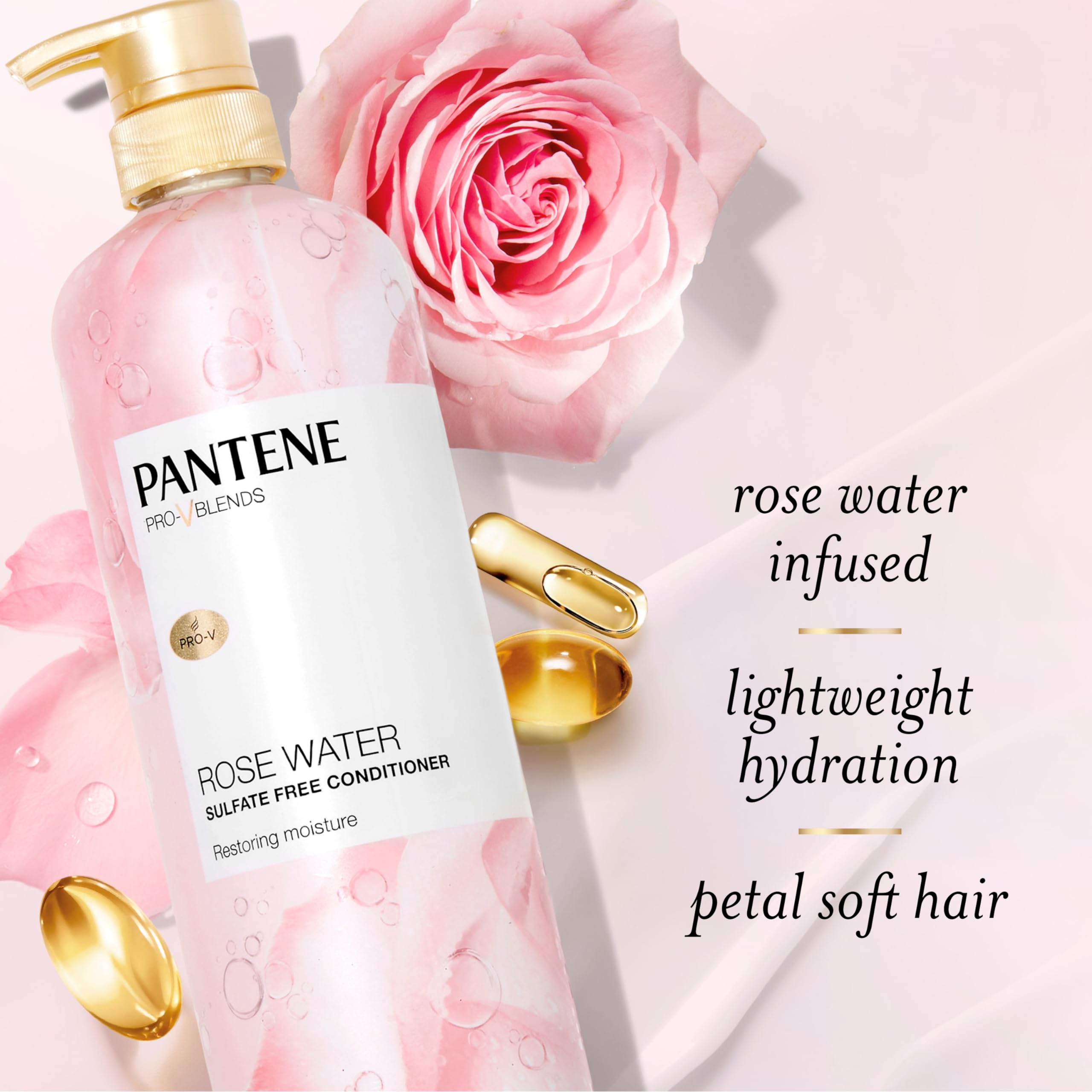Pantene Rose Water Conditioner color-safe formula protects color-treated hair