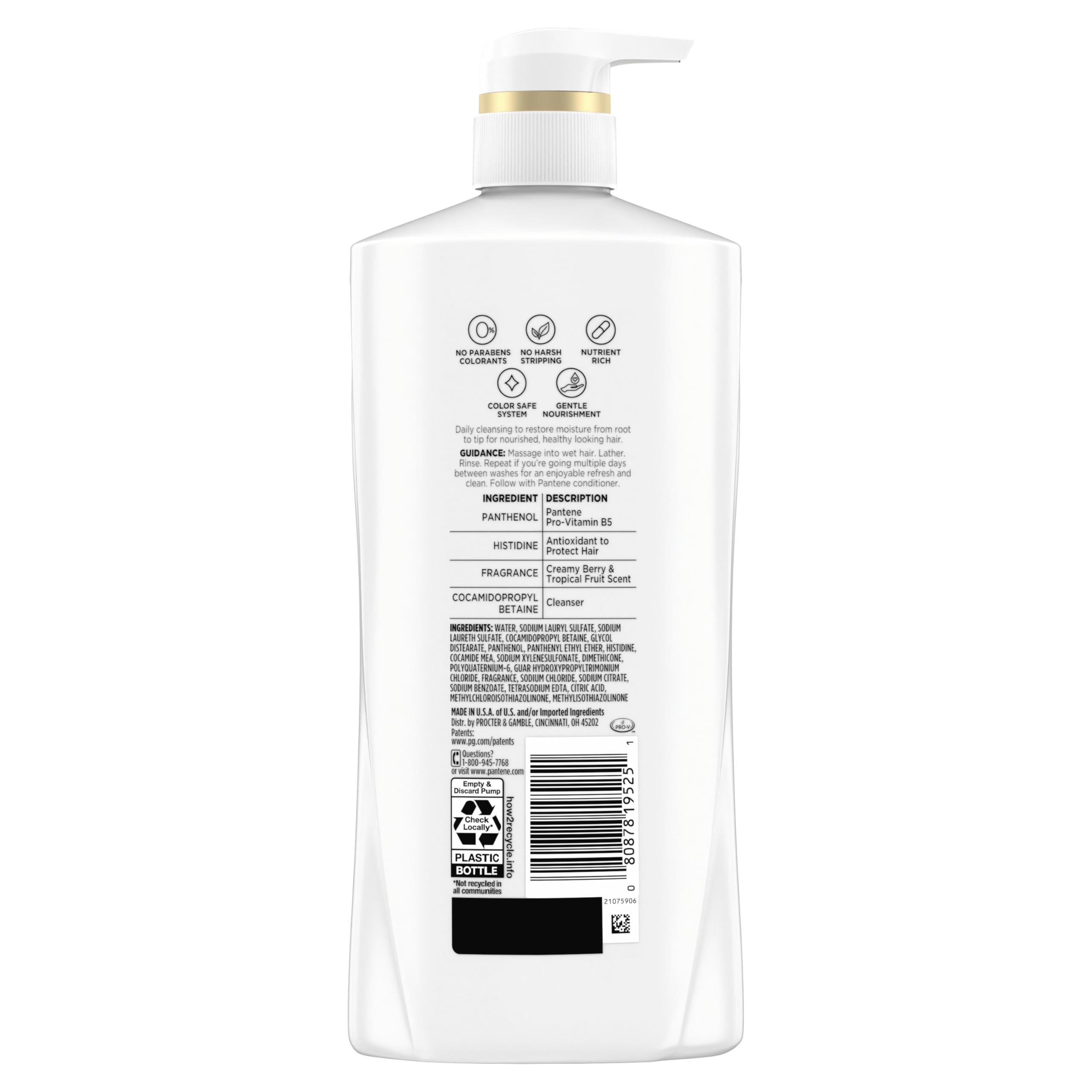 Pantene aroma a frutos cremosos, experiencia de lavado agradable.