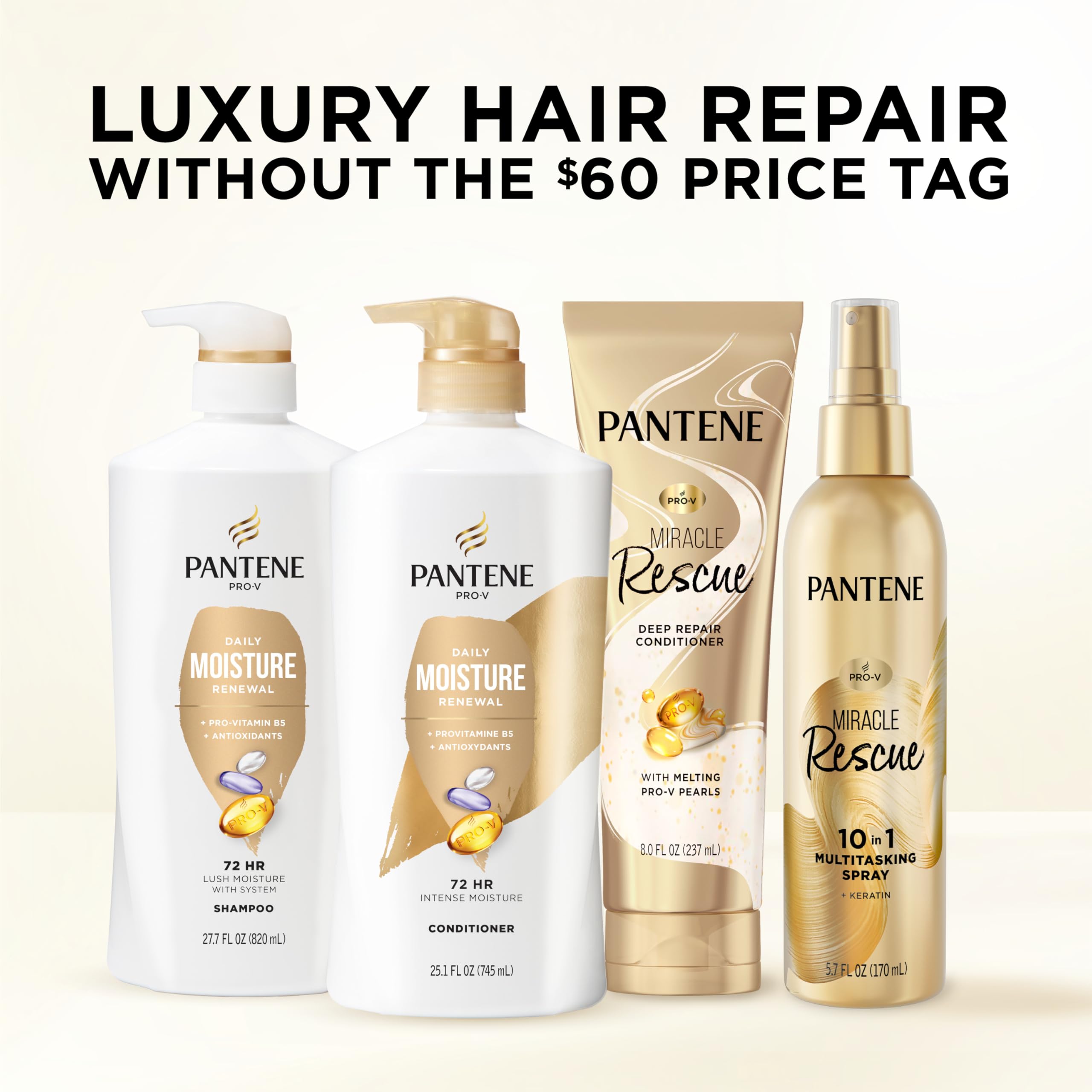 Pantene libre de parabenos y colorantes, fórmula suave para uso diario.