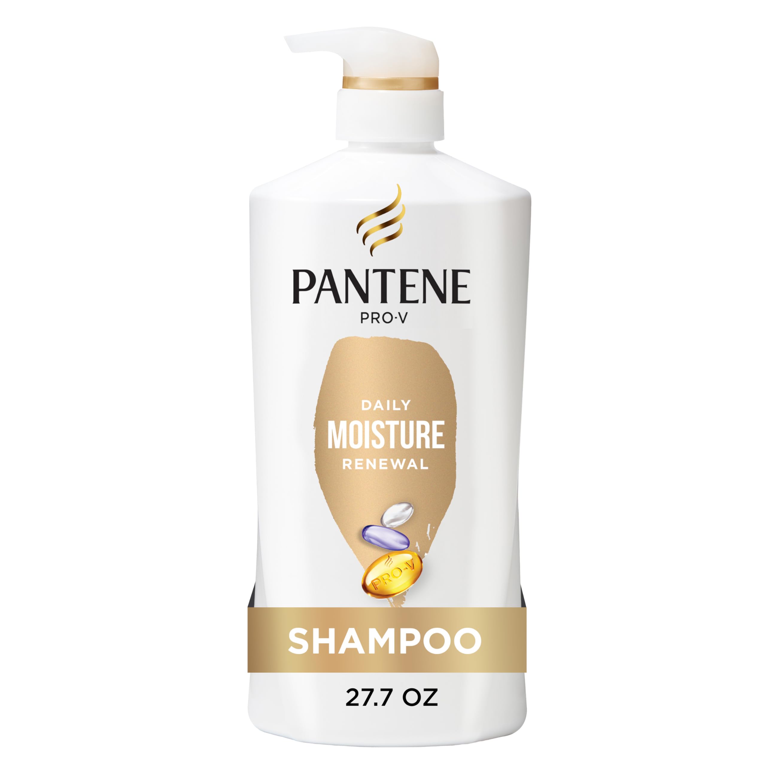 Pantene renovacion hidratacion diaria en botella, mejora suavidad y brillo.