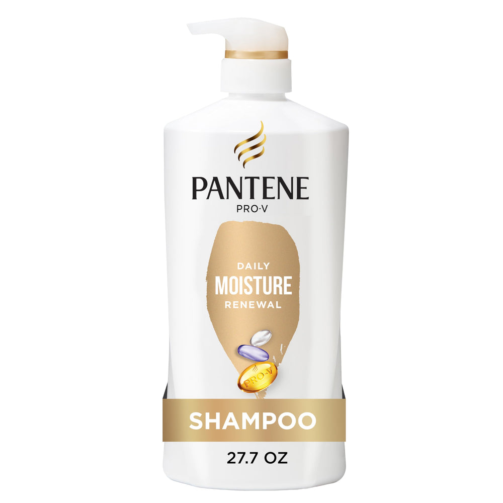 Pantene renovacion hidratacion diaria en botella, mejora suavidad y brillo.