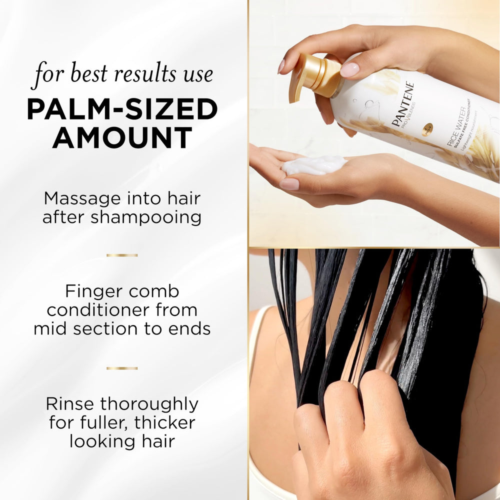 Pantene sulfate-free formula badge on bottle indicating gentle cleansing.