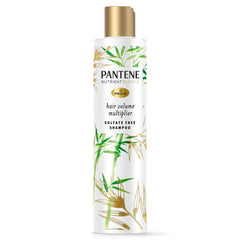 Pantene sulfate-free bamboo shampoo bottle shows volume-friendly formula.