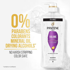 Pantene Volume & Body Conditioner bottle emphasizing lightweight nourishment for limp hair.