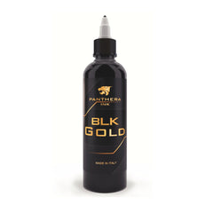 Panthera Black BLK Gold tattoo ink 150ml bottle, ideal for vibrant professional work.
