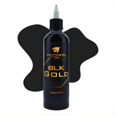 Panthera Black BLK Gold tattoo ink label, EU compliant, quality you can rely on.