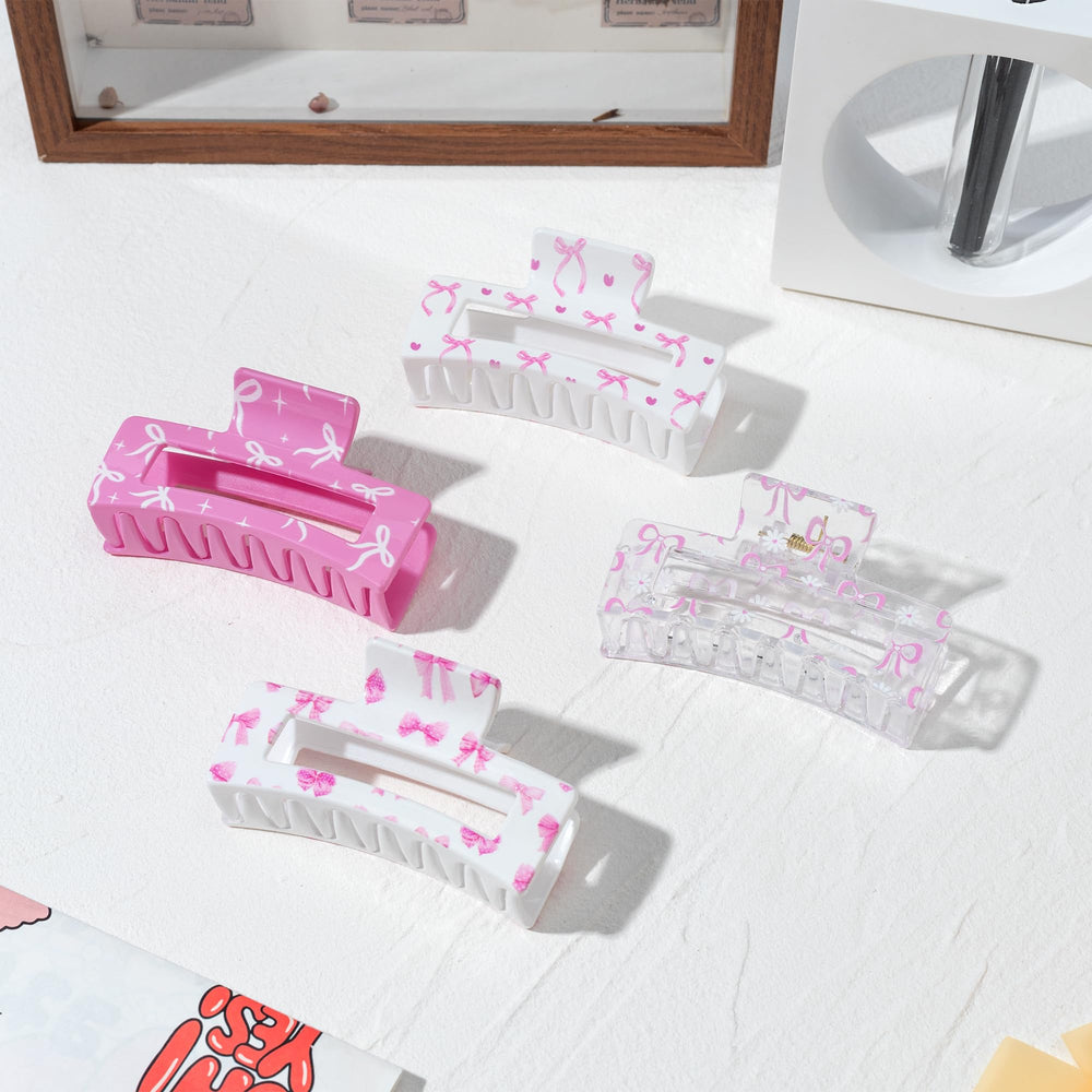 Pantide clip pelo lazo rosa coqueta para uso diario y maquillaje