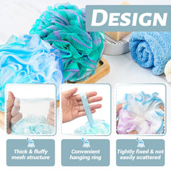 Panxxsen dense fluffy network loofah enhances foam with minimal soap for richer showers.