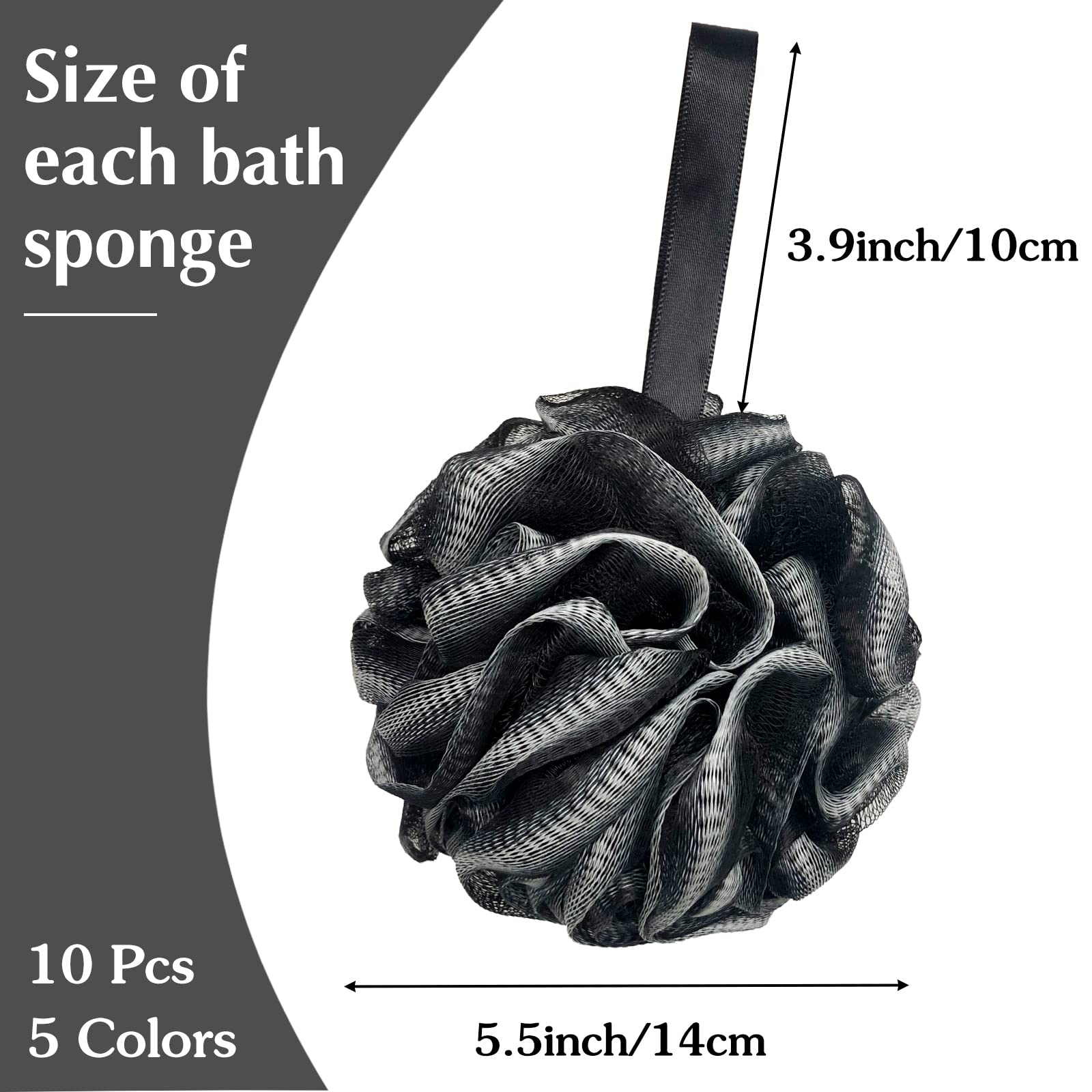 Panxxsen mesh pouf shower scrubber exfoliates gently for smoother skin.