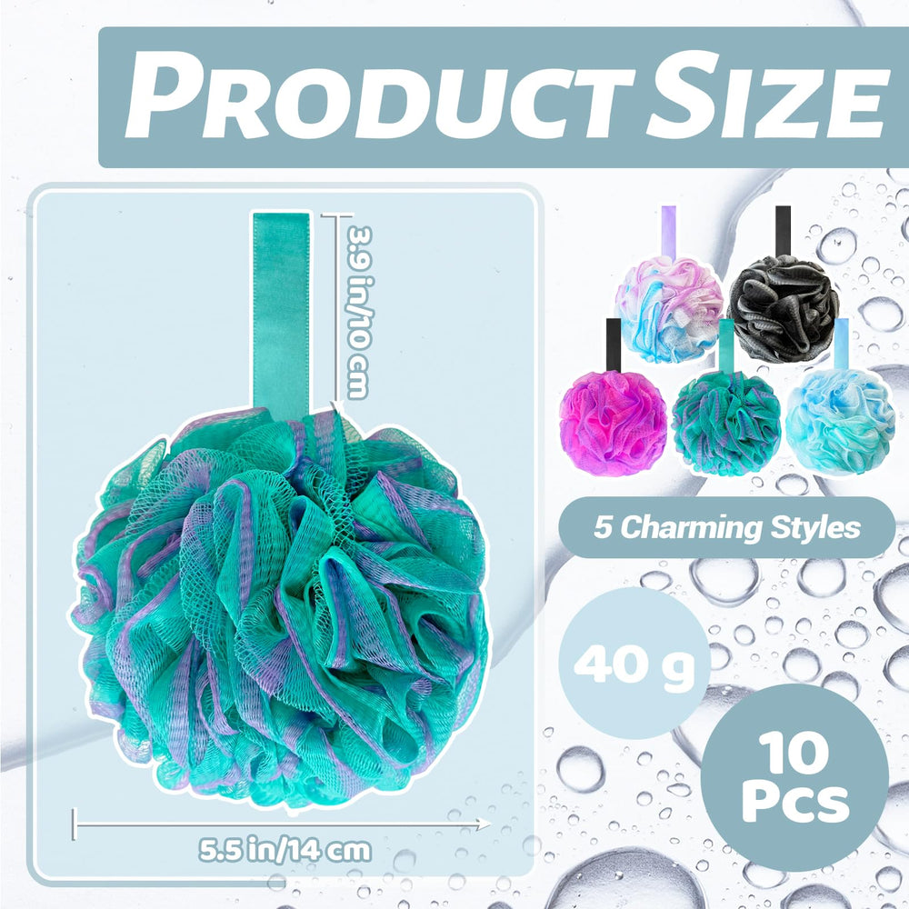 Panxxsen soft mesh shower loofahs offer comfortable lather and skin-friendly cleansing.
