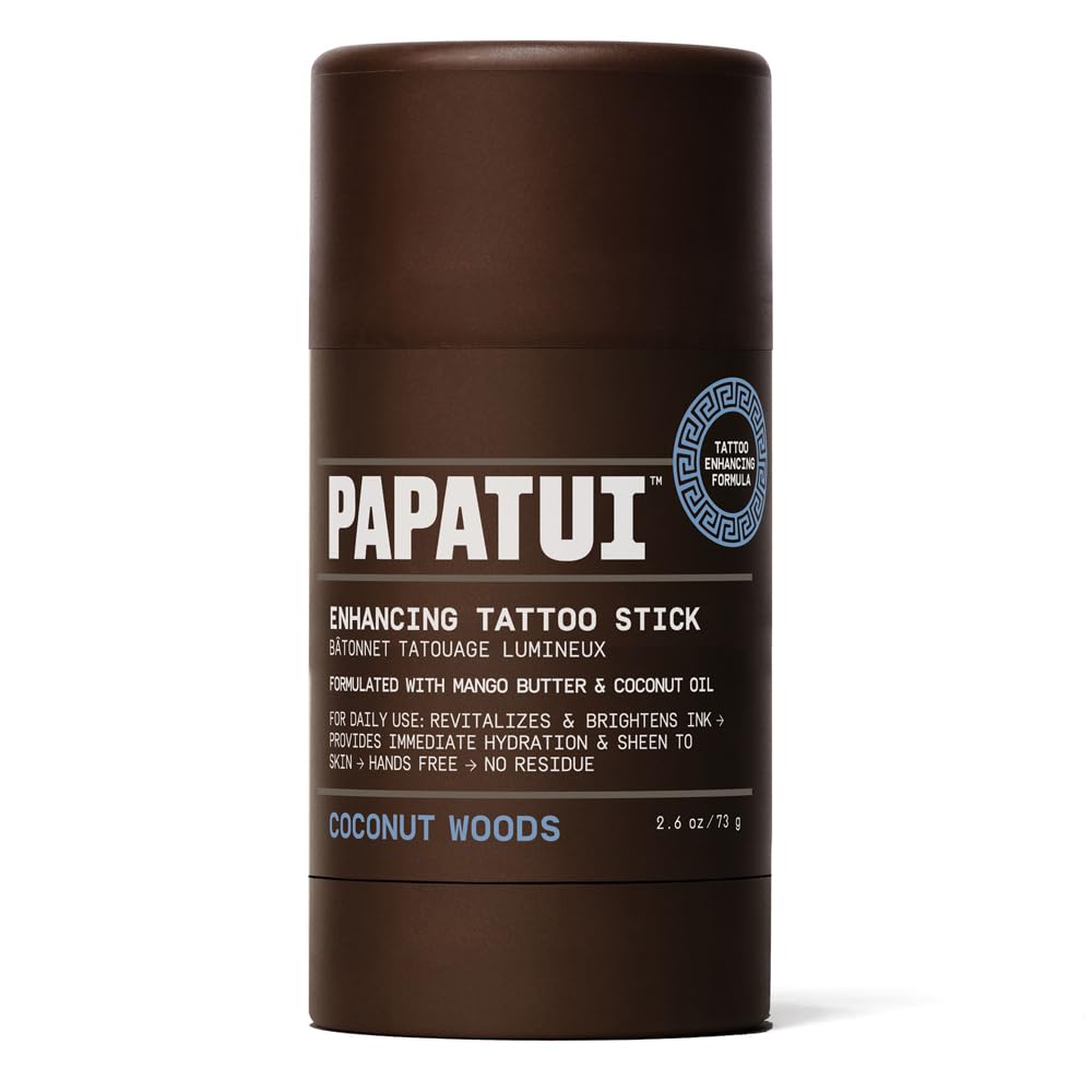 PAPATUI Barra tatuaje Coco Madera: aplicación precisa para hidratar tatuajes.