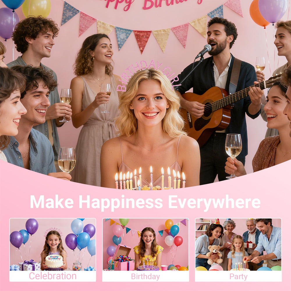Papoopy conjunto de diadema y cinta rosa, ideal para fotos de cumpleaños.