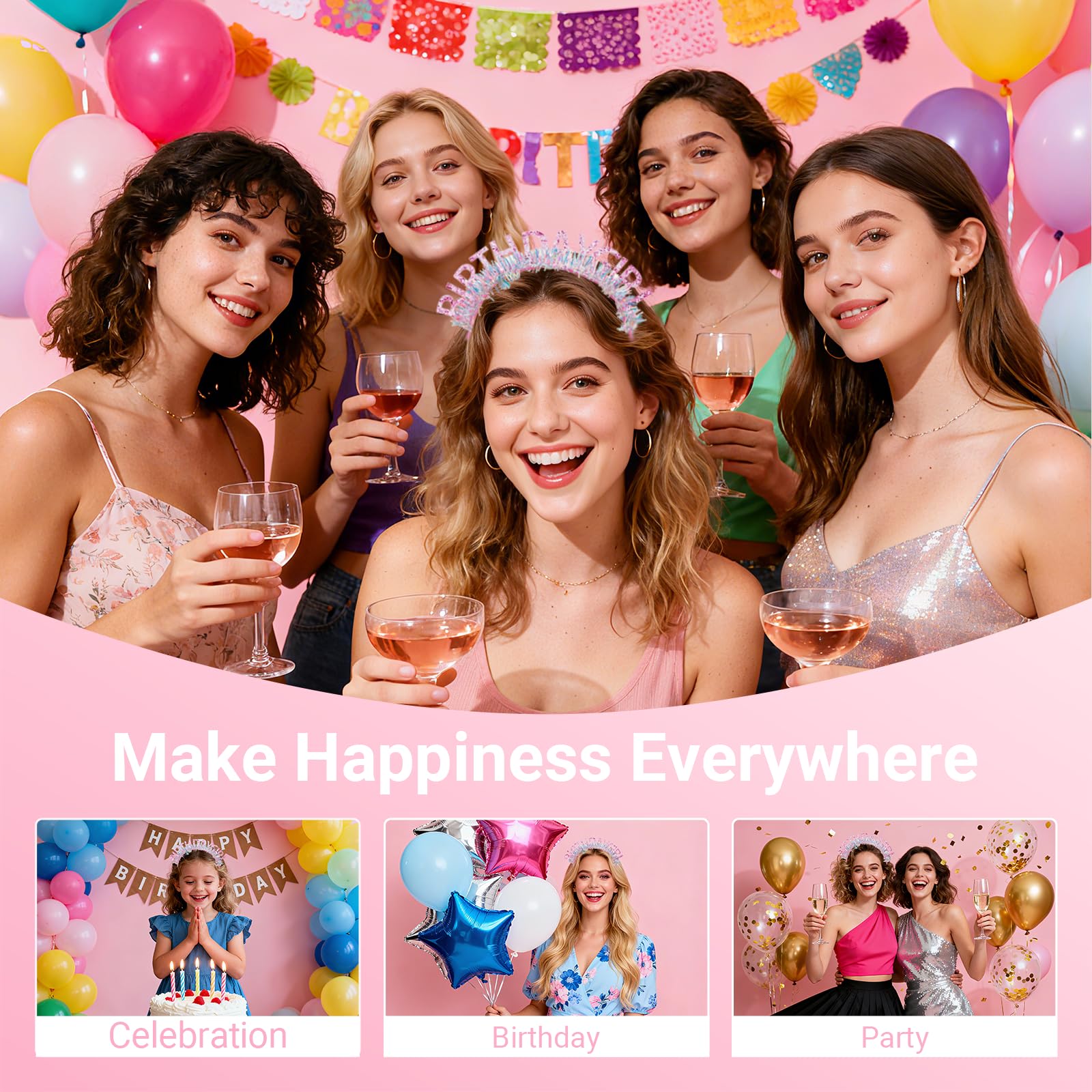 Papoopy conjunto de fiesta para cumpleaños con diadema y lazo, listo para lucir.