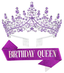 Papoopy tiara púrpura con corona elegante para celebración