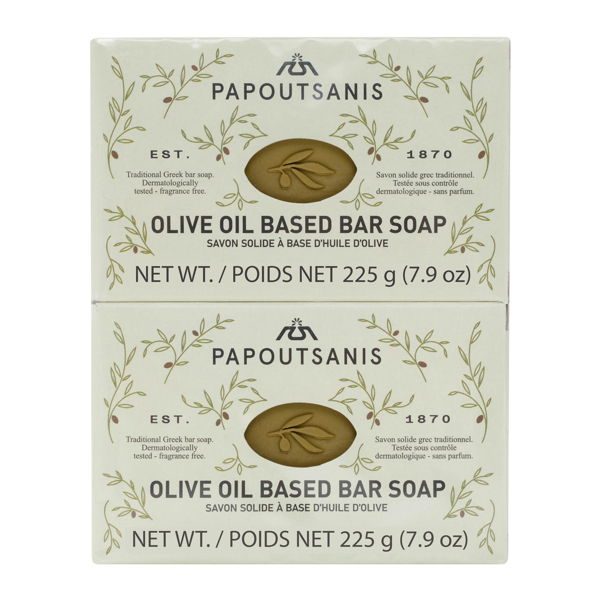 Papoutsanis jabón barra aceite de oliva griego, cuidado suave para la piel.