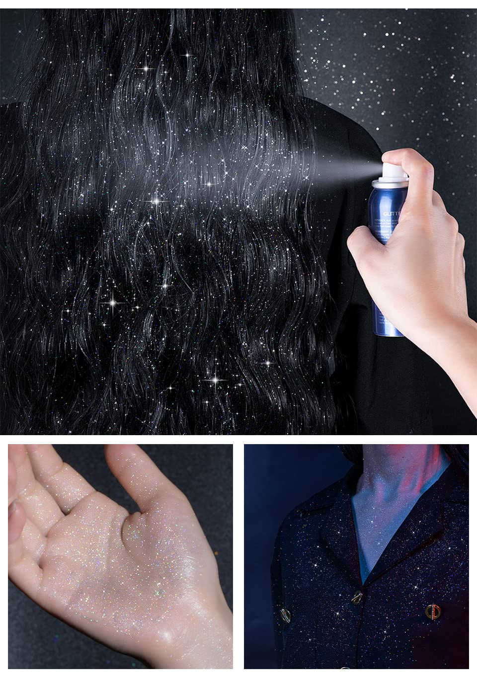 PAQIMAN pulverización brillo nocturno, efecto resplandor para maquillaje y cuerpo