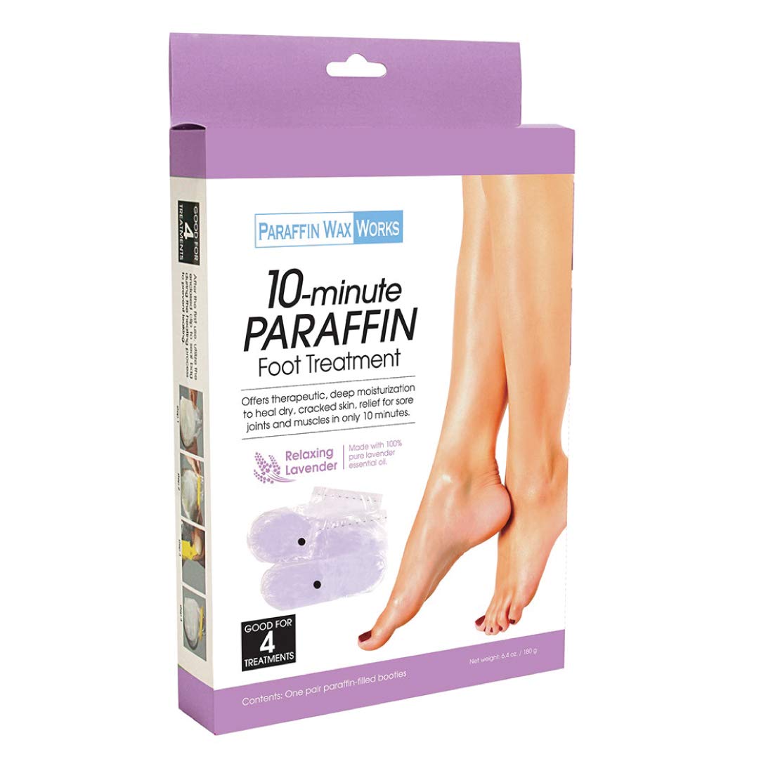 Paraffin Wax Works lavender booties provide quick, deep moisturization in 10 minutes.