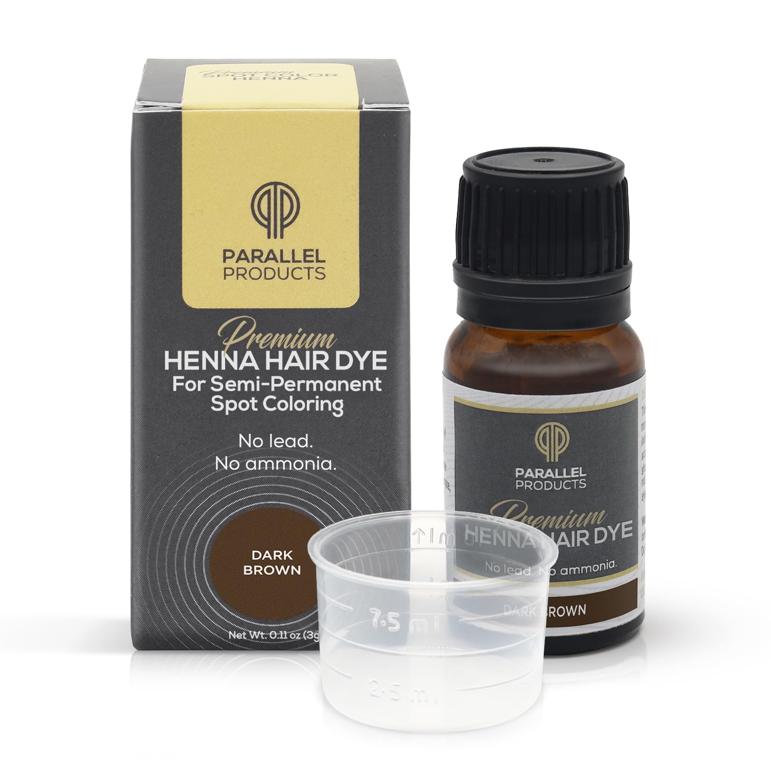 Parallel Products Spot Color Henna Kit with dish enables precise spot coloring on grey roots.