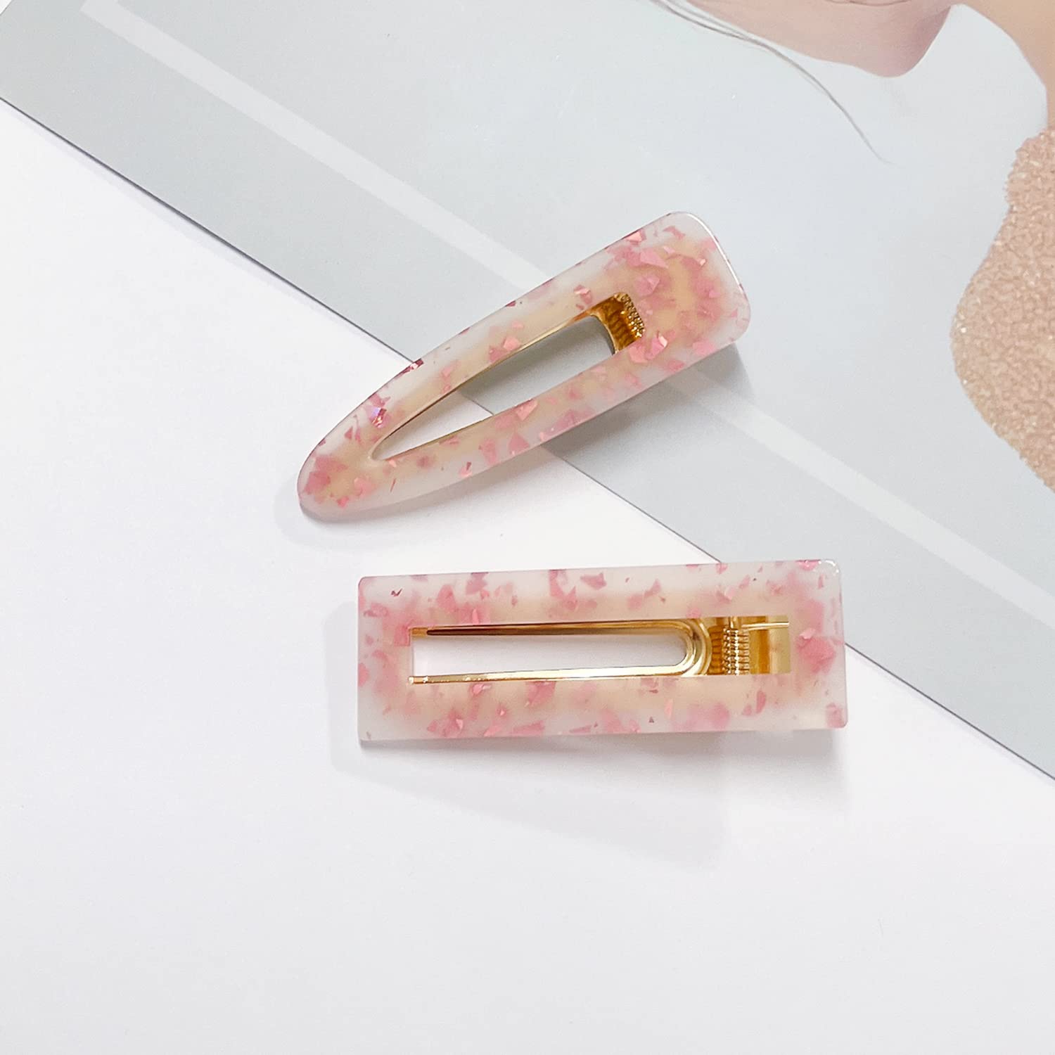 Parcce marble hair clip durable alloy backing for lasting use