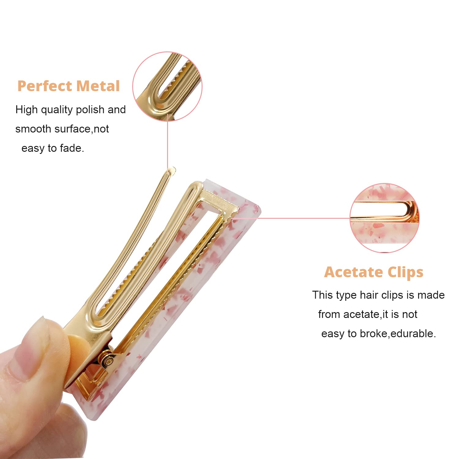 Parcce marble hair clip variety pack shown together
