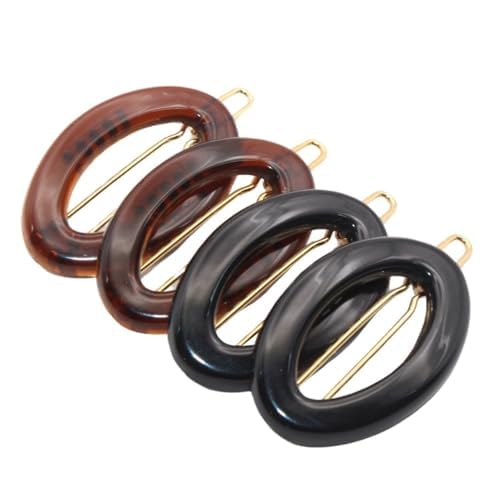 Parcelona pinzas para cabello concha oval negro, acabado elegante para peinados diarios.