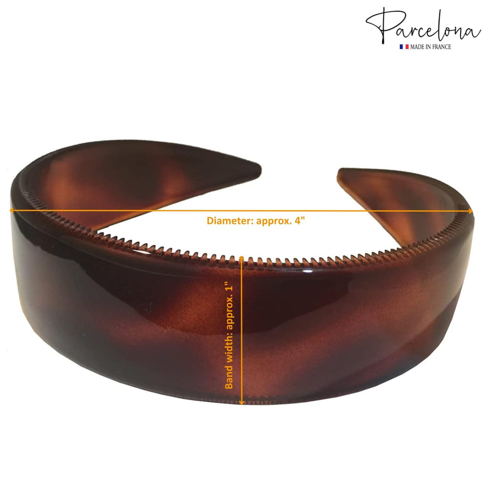Parcelona headband crafted from celluloid acetate with smooth, polished edges.