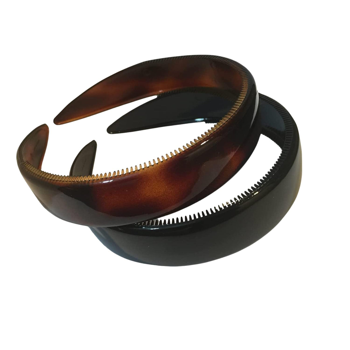 Parcelona French set of 2 headbands in tortoise shell for comfortable everyday wear.