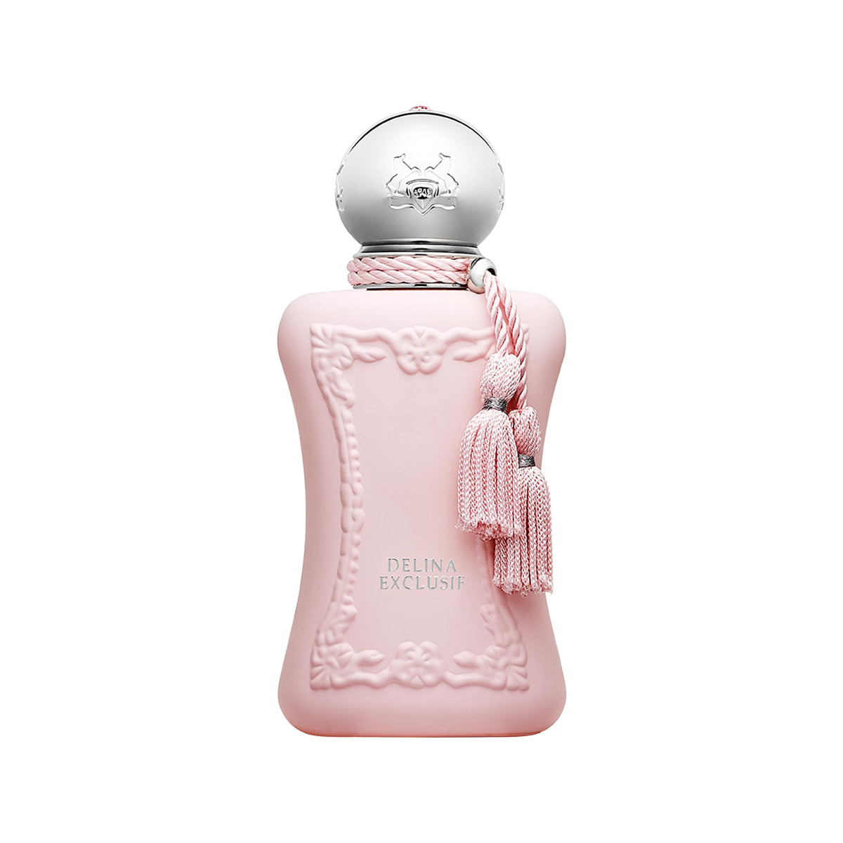 Parfums de Marly Delina Exclusif bottle closeup highlighting premium floral scent.