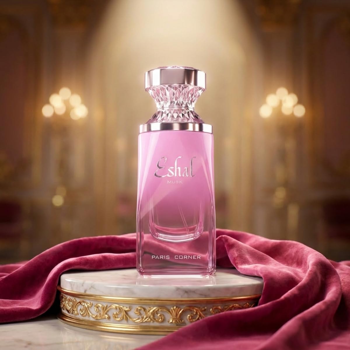 Paris Corner Eshal Musk flacon design conveys luxury and balance.