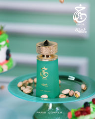 Paris Corner Pistachio Khair label front, showcases branding and notes.