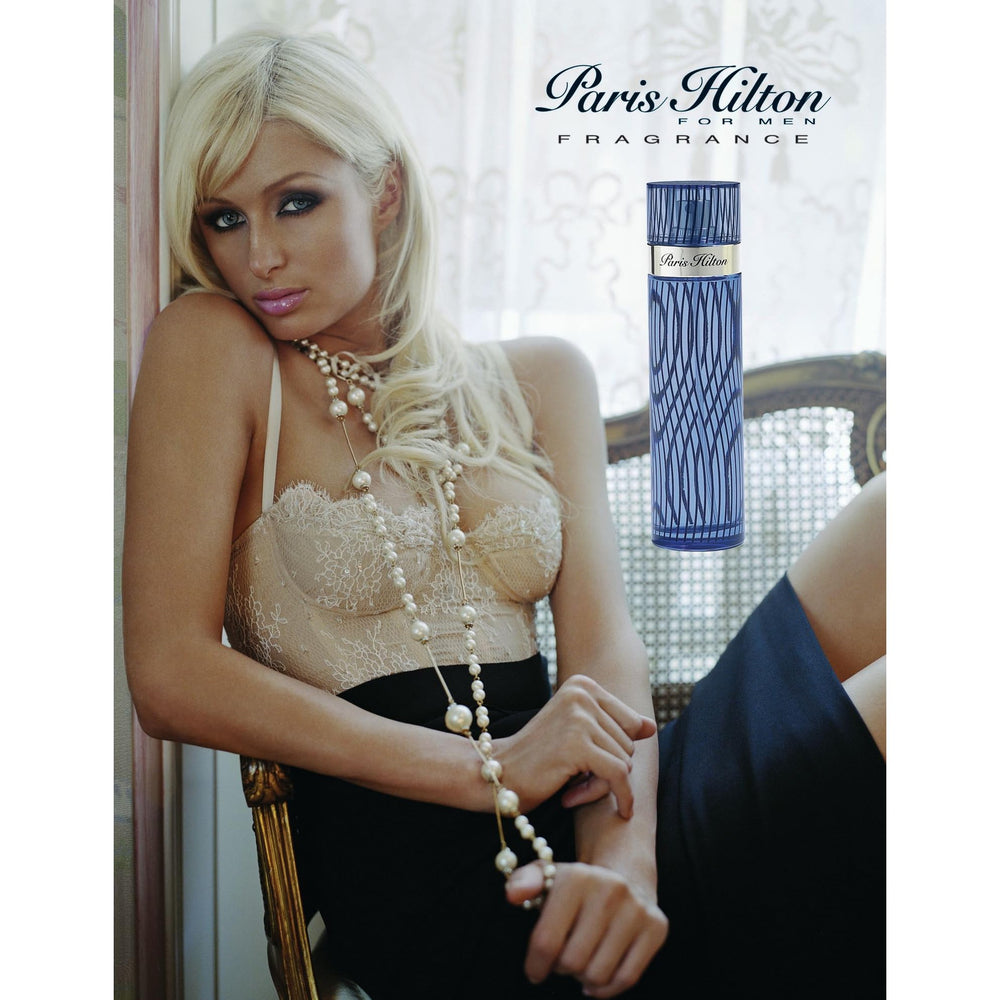 Paris Hilton Man base notes reveal warm cedar and amber for a comforting finish.