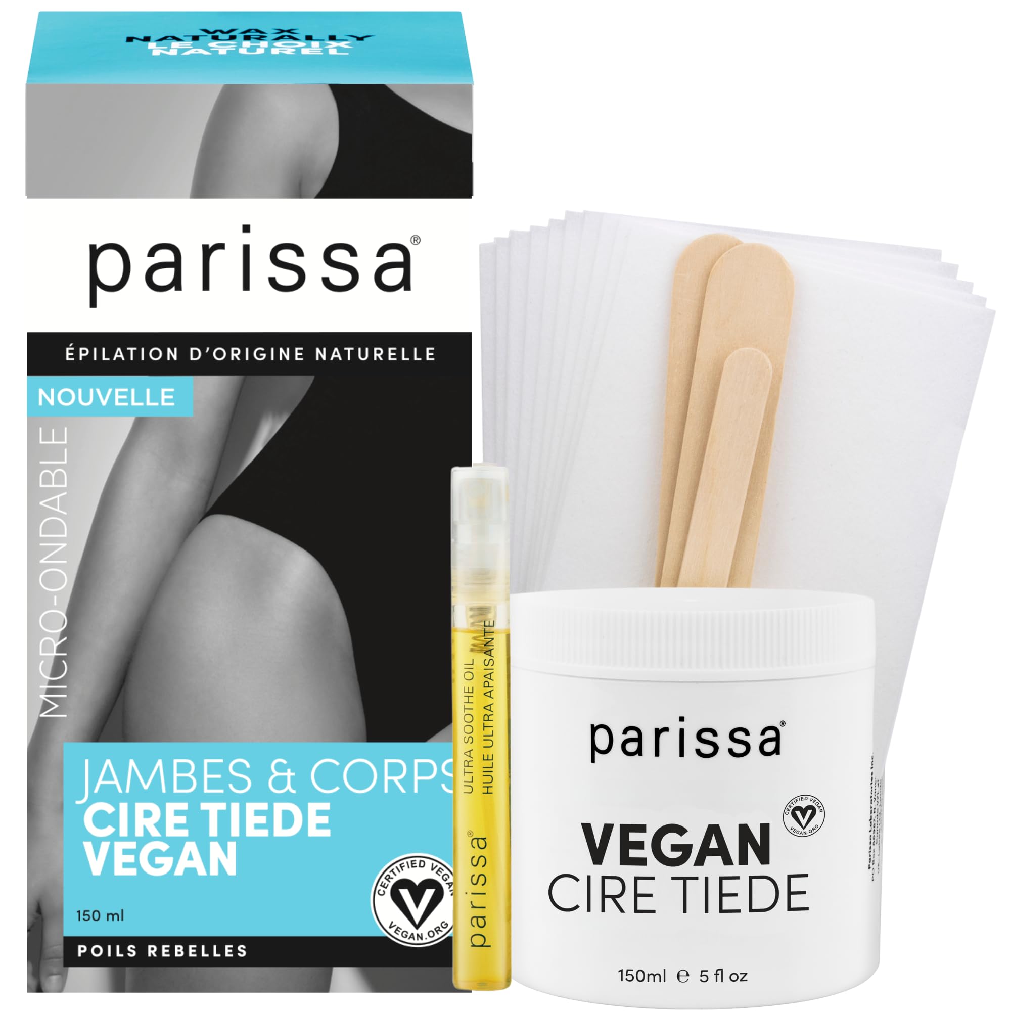 Parissa wax kit application close-up shows smooth spread on skin for stubborn leg hair
