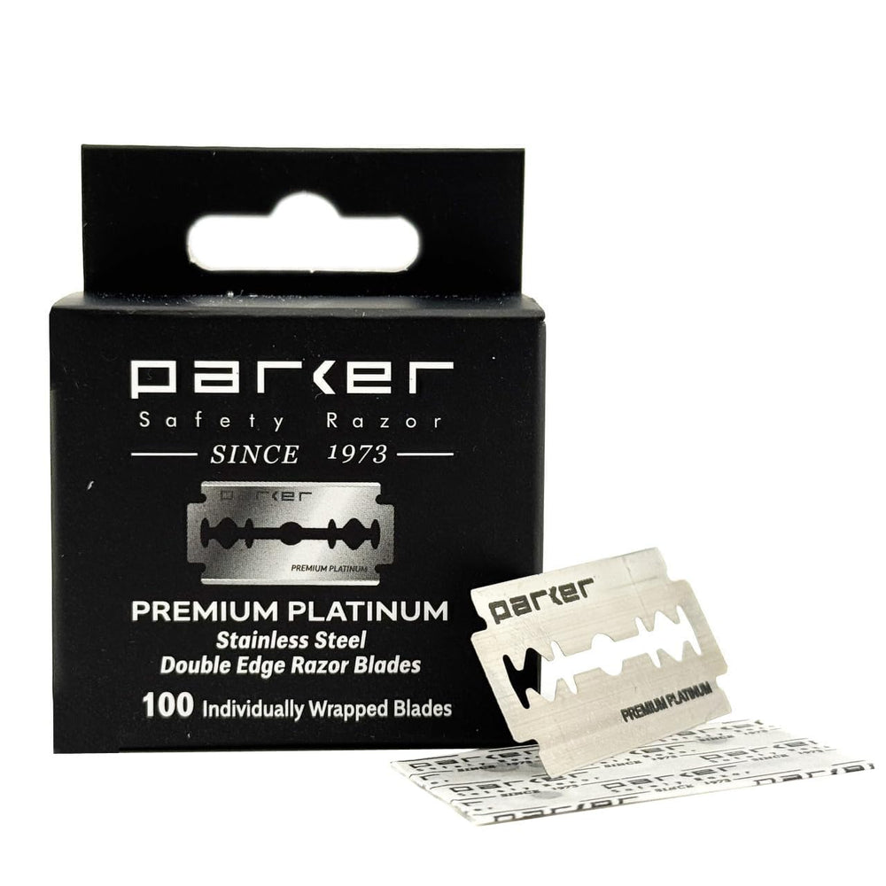 Parker Premium Platinum blades in a box for barbershop or home use.