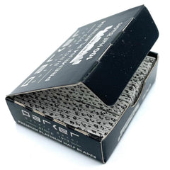 Parker half-blade in shavette showing precise fit and compatibility.