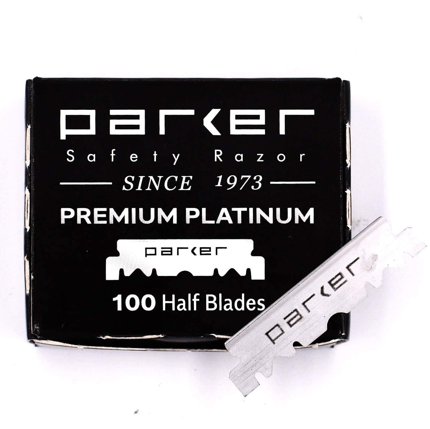 Parker Safety Razor 100-count blade box, ideal for professional barbers.