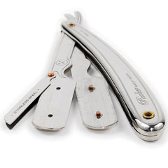 Close-up of Parker SR1 snap-lock blade holder for safe blade changes.