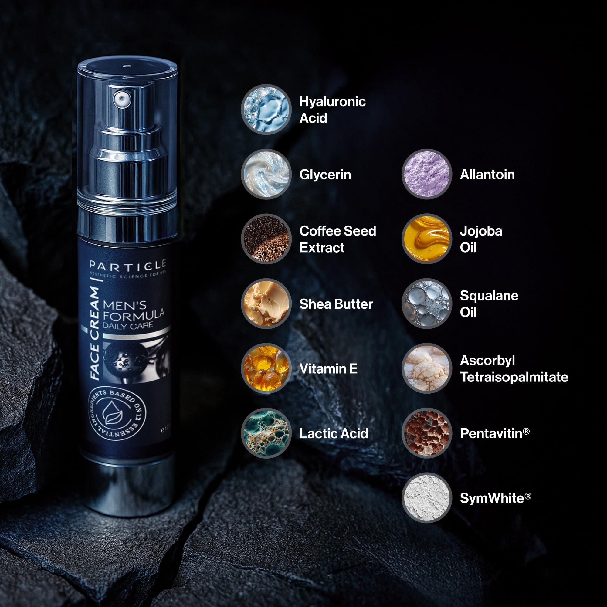 Close-up of hyaluronic acid in Particle cream.
