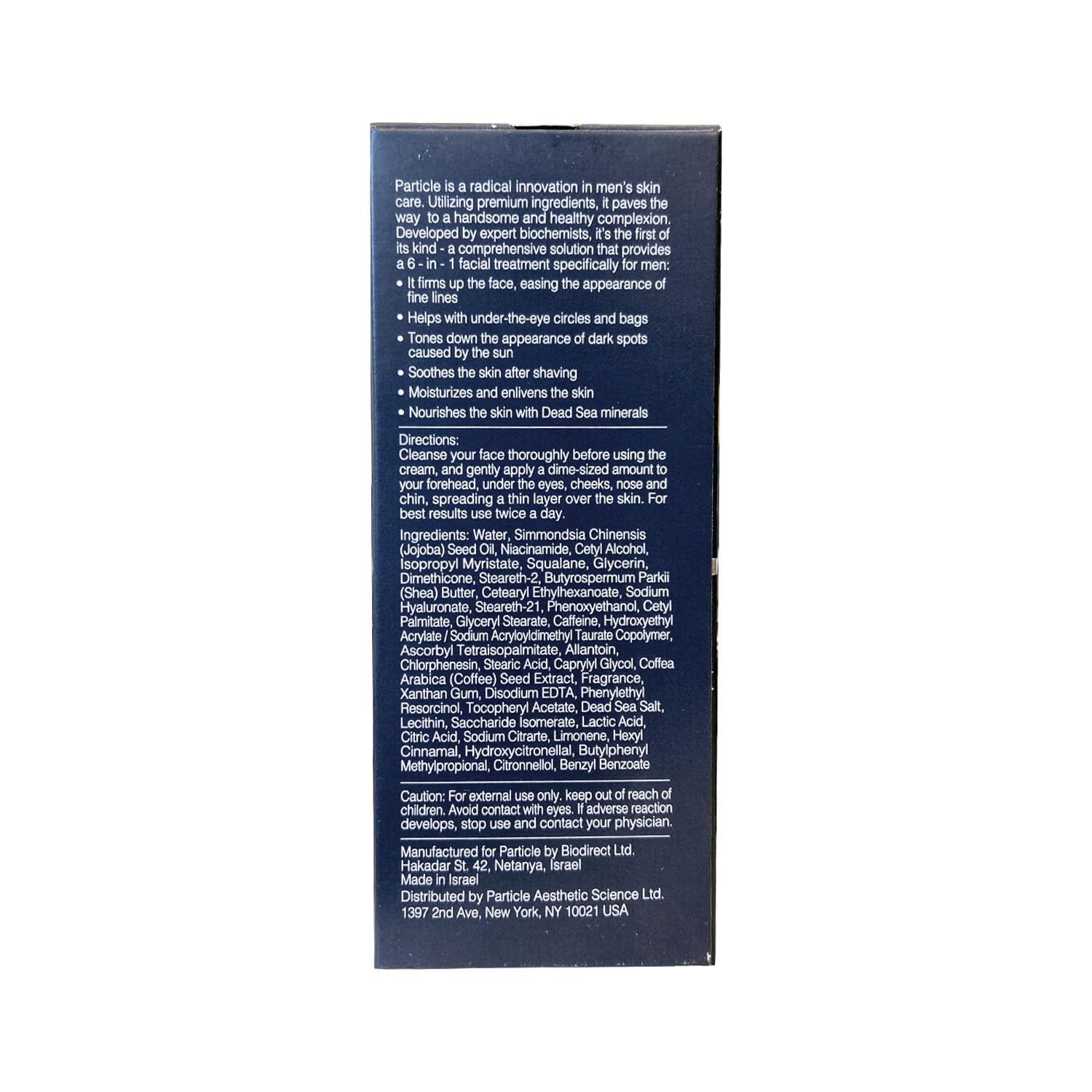 Close-up of Particle 6-in-1 Face Cream label design.