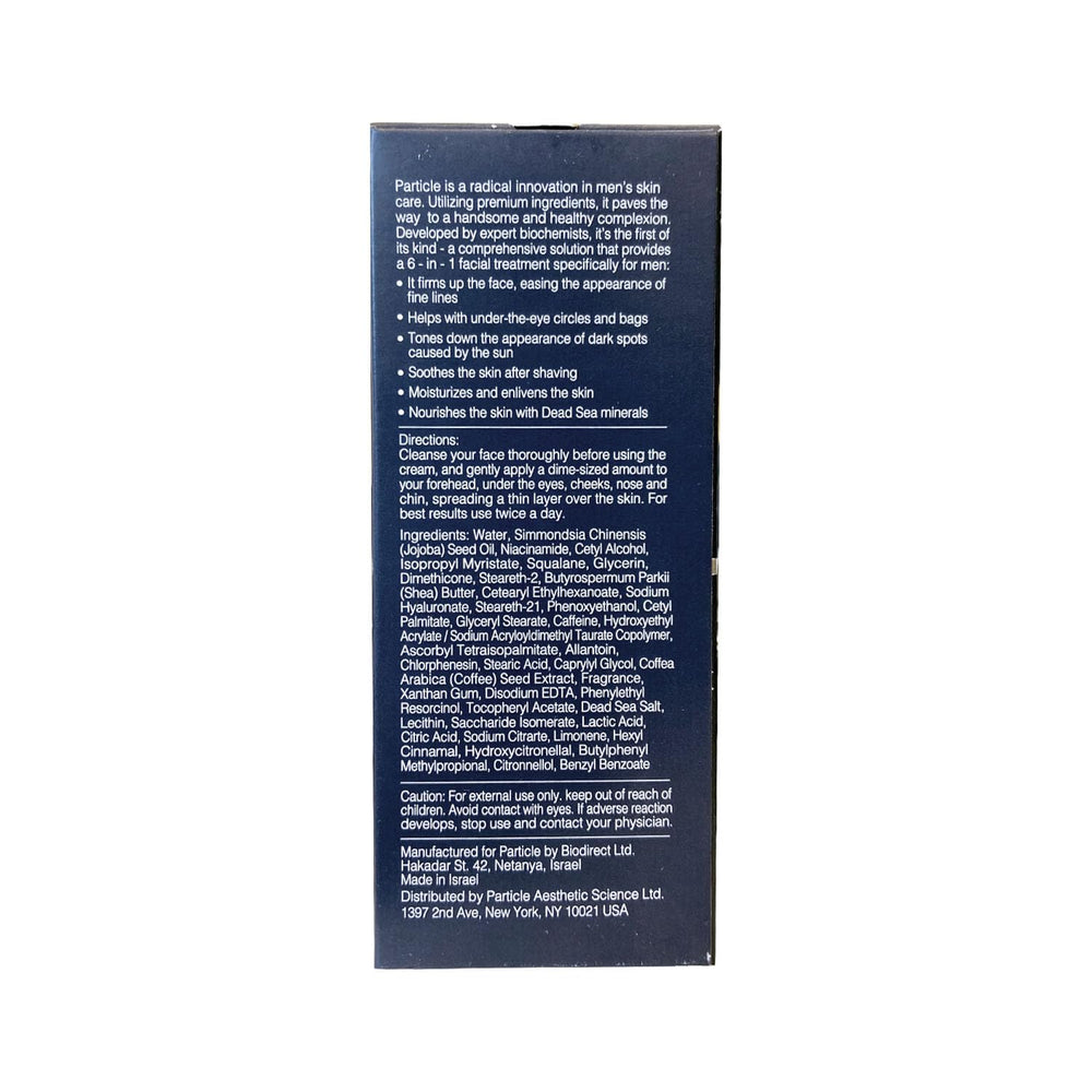 Close-up of Particle 6-in-1 Face Cream label design.