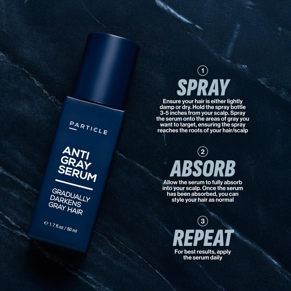 Particle Anti-Gray Serum beard application reveals natural-looking color without dye