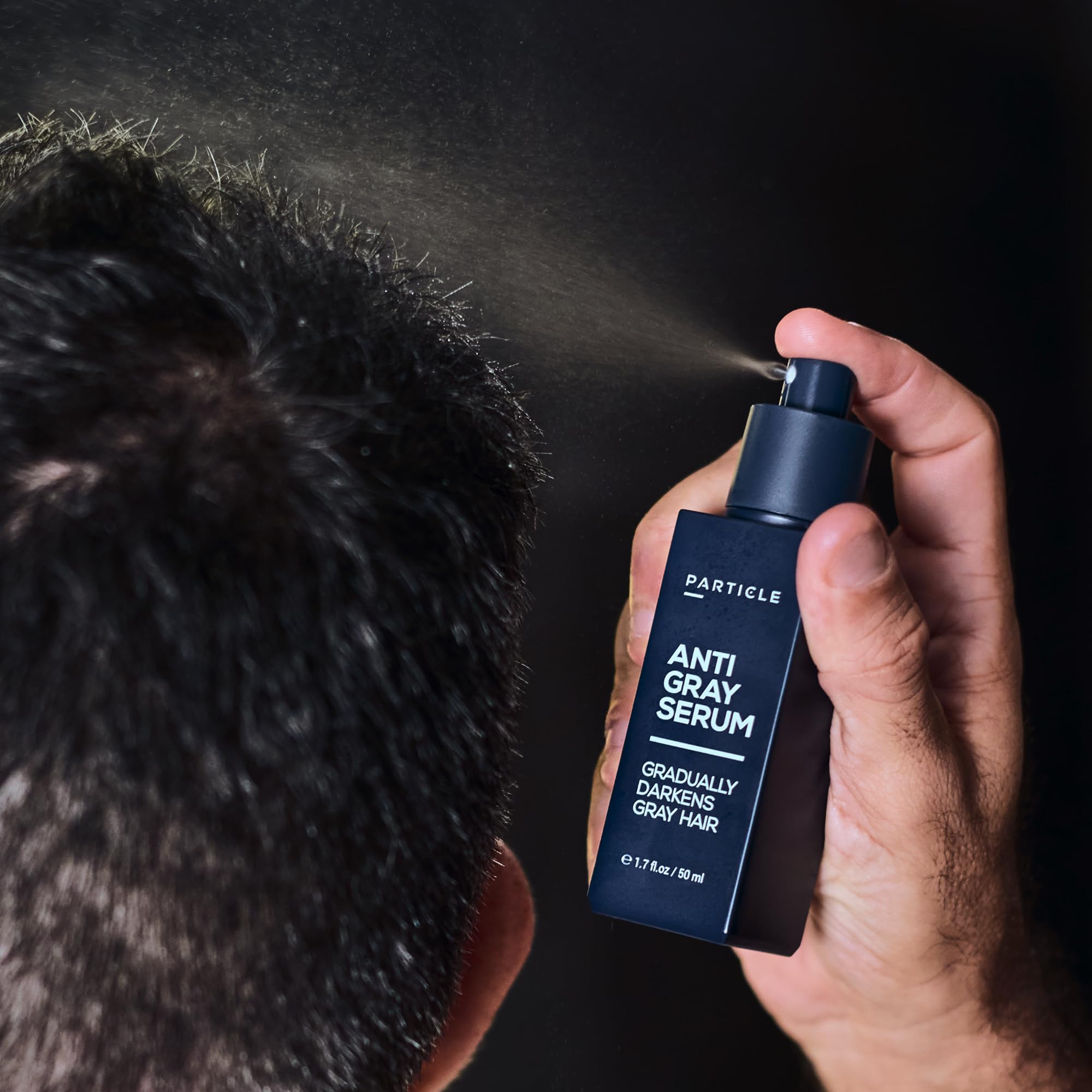 Particle Anti-Gray Serum packaging box emphasizes gentle, daily-use formula
