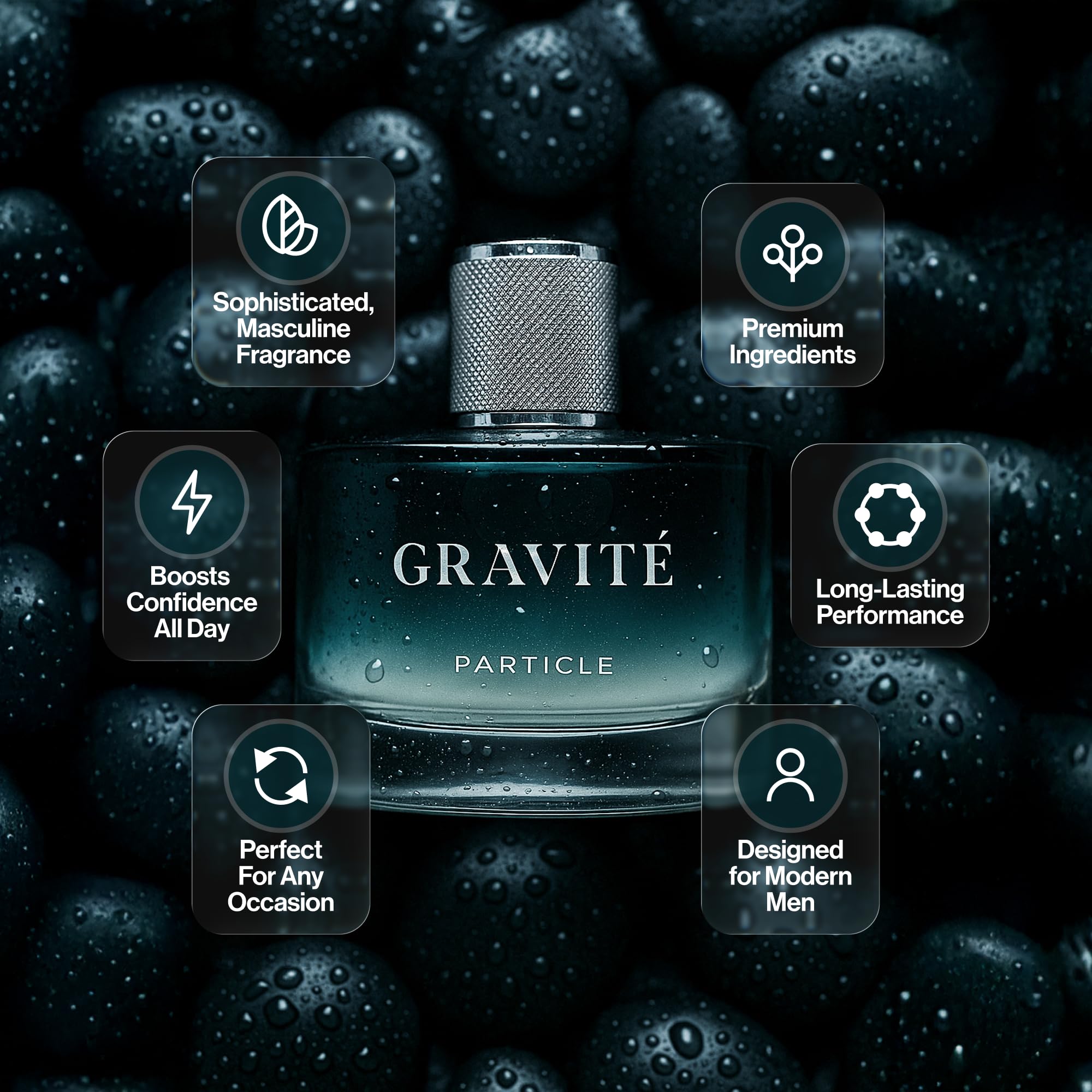 Close-up of Particle Gravité bottle cap showing premium finish.