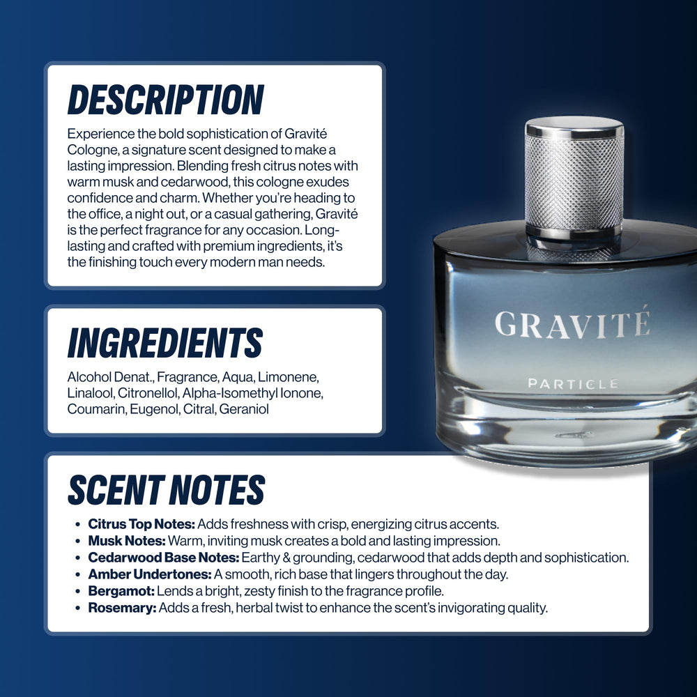 Gravité matte finish bottle conveying premium masculine aesthetics.
