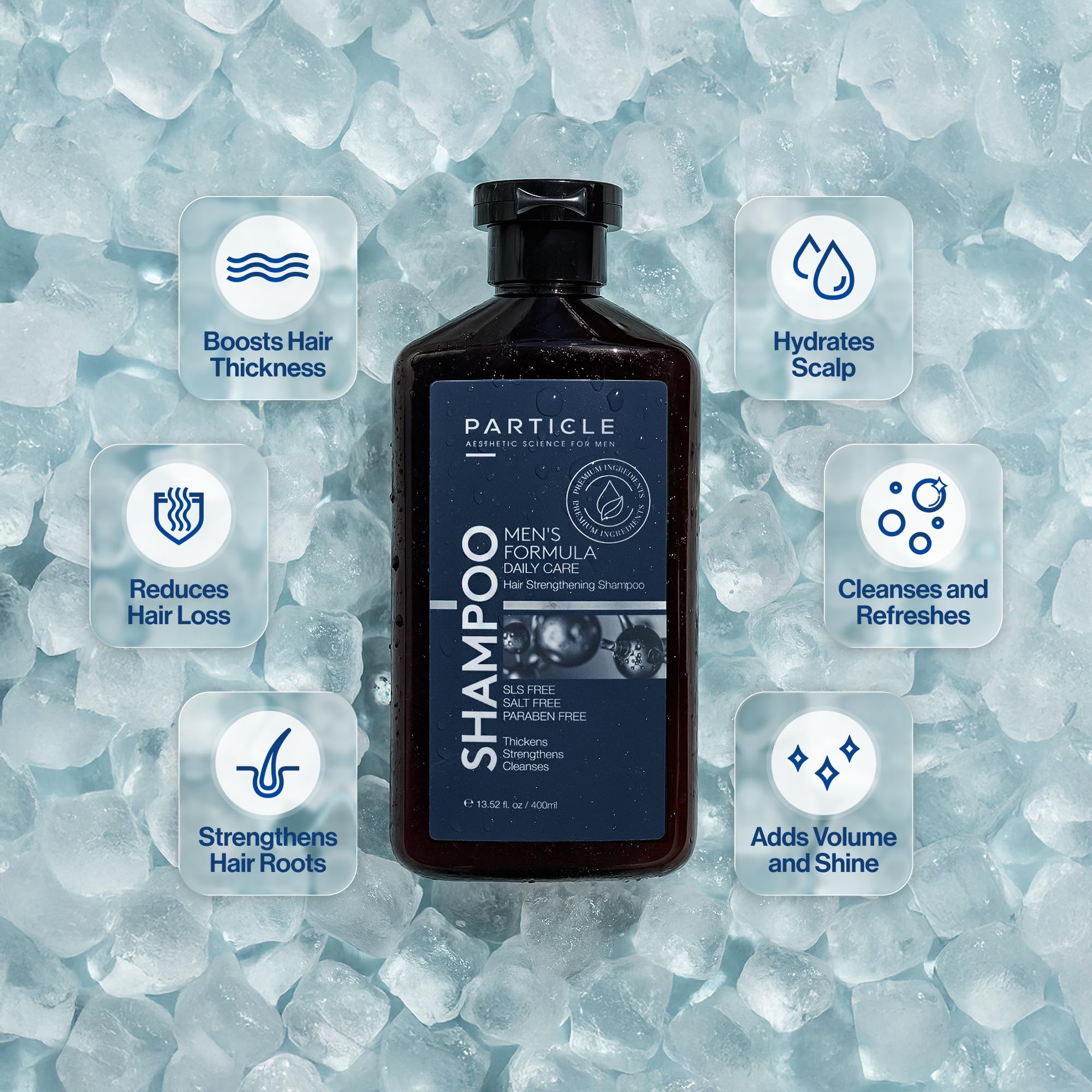 Closeup of rich lather from Particle Hair Thickening Shampoo.